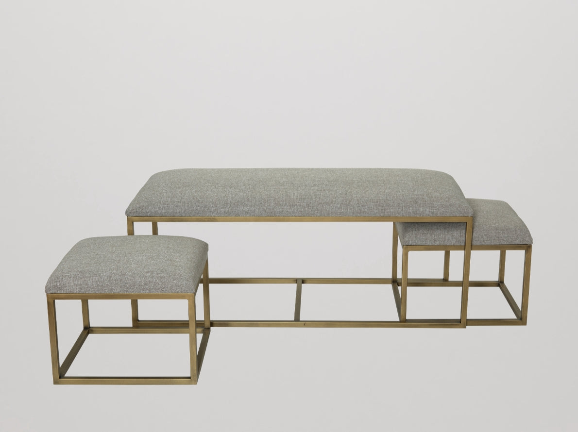 NIDO Upholstered Bench & Nesting Ottoman Set